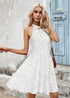 Women's Boho Stand Neck Off Shoulder Sleeveless Dress